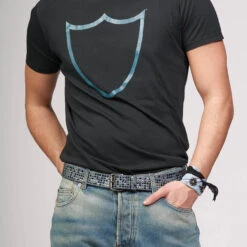 HTC LOGO SLIM T-SHIRT -Clothing Discounts htc tshirt cotone maniche corte nera scudo logo HTC LOGO SLIM T SHIRT TS005 BkCol.Blu 4